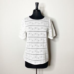 ANN TAYLOR Stripes Eyelet Crochet Top